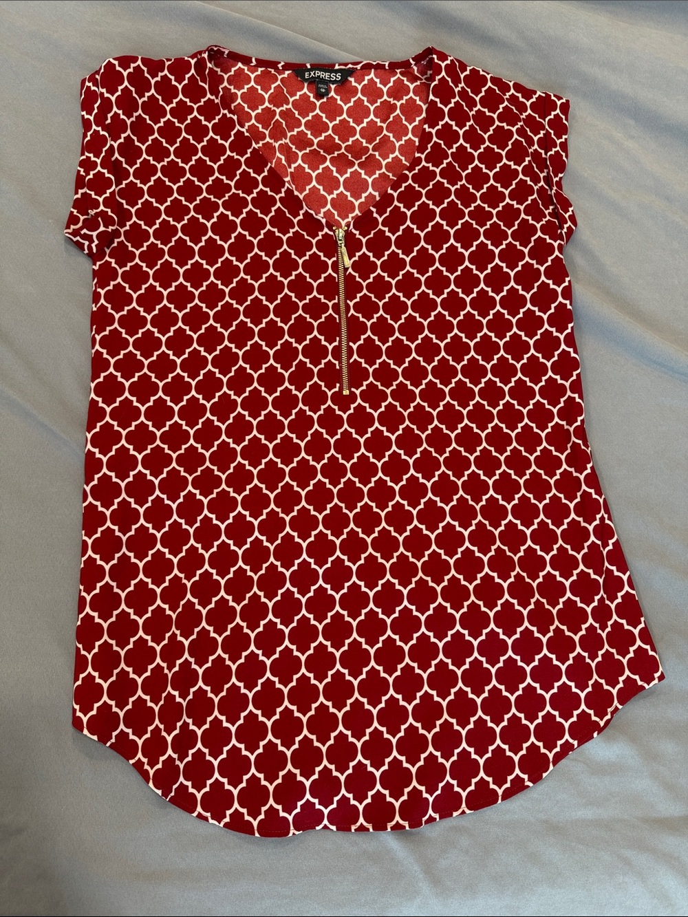 Bundle 3/$16!!Express Red Geometric Zip-Front Blouse